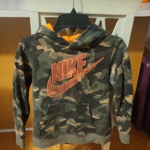 Nike Kids Camo Hoodie - Green and Orange Accents